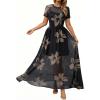 image:imageDokotoo Womens Summer Floral Print High Waist Mesh Maxi Dresses Flowy Slit Elegant Casual Boho DressBlack