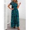 image:imageDokotoo Womens Summer Floral Print High Waist Mesh Maxi Dresses Flowy Slit Elegant Casual Boho DressGreen