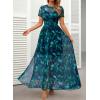 image:imageDokotoo Womens Summer Floral Print High Waist Mesh Maxi Dresses Flowy Slit Elegant Casual Boho DressGreen