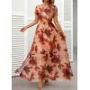 image:imageDokotoo Womens Summer Floral Print High Waist Mesh Maxi Dresses Flowy Slit Elegant Casual Boho DressKhaki