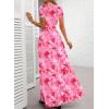 image:imageDokotoo Womens Summer Floral Print High Waist Mesh Maxi Dresses Flowy Slit Elegant Casual Boho DressPink