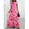 image:imageDokotoo Womens Summer Floral Print High Waist Mesh Maxi Dresses Flowy Slit Elegant Casual Boho DressPink