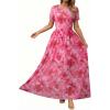 image:imageDokotoo Womens Summer Floral Print High Waist Mesh Maxi Dresses Flowy Slit Elegant Casual Boho DressPink