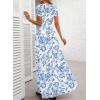 image:imageDokotoo Womens Summer Floral Print High Waist Mesh Maxi Dresses Flowy Slit Elegant Casual Boho DressSky Blue