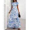 image:imageDokotoo Womens Summer Floral Print High Waist Mesh Maxi Dresses Flowy Slit Elegant Casual Boho DressSky Blue