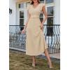 image:imageDokotoo Womens Summer Maxi Dress VNeck Cap Sleeve Ruched Empire Waist Cocktail Dress Wedding Guest DressesBeige