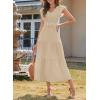 image:imageDokotoo Womens Summer Maxi Dress VNeck Cap Sleeve Ruched Empire Waist Cocktail Dress Wedding Guest DressesBeige