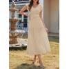 image:imageDokotoo Womens Summer Maxi Dress VNeck Cap Sleeve Ruched Empire Waist Cocktail Dress Wedding Guest DressesBeige