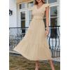 image:imageDokotoo Womens Summer Maxi Dress VNeck Cap Sleeve Ruched Empire Waist Cocktail Dress Wedding Guest DressesBeige