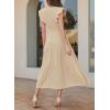 image:imageDokotoo Womens Summer Maxi Dress VNeck Cap Sleeve Ruched Empire Waist Cocktail Dress Wedding Guest DressesBeige