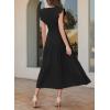 image:imageDokotoo Womens Summer Maxi Dress VNeck Cap Sleeve Ruched Empire Waist Cocktail Dress Wedding Guest DressesBlack