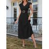 image:imageDokotoo Womens Summer Maxi Dress VNeck Cap Sleeve Ruched Empire Waist Cocktail Dress Wedding Guest DressesBlack