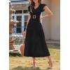 image:imageDokotoo Womens Summer Maxi Dress VNeck Cap Sleeve Ruched Empire Waist Cocktail Dress Wedding Guest DressesBlack