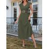 image:imageDokotoo Womens Summer Maxi Dress VNeck Cap Sleeve Ruched Empire Waist Cocktail Dress Wedding Guest DressesGreen