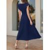image:imageDokotoo Womens Summer Maxi Dress VNeck Cap Sleeve Ruched Empire Waist Cocktail Dress Wedding Guest DressesNavy Blue