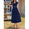 image:imageDokotoo Womens Summer Maxi Dress VNeck Cap Sleeve Ruched Empire Waist Cocktail Dress Wedding Guest DressesNavy Blue