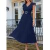 image:imageDokotoo Womens Summer Maxi Dress VNeck Cap Sleeve Ruched Empire Waist Cocktail Dress Wedding Guest DressesNavy Blue