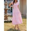 image:imageDokotoo Womens Summer Maxi Dress VNeck Cap Sleeve Ruched Empire Waist Cocktail Dress Wedding Guest DressesPink