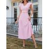 image:imageDokotoo Womens Summer Maxi Dress VNeck Cap Sleeve Ruched Empire Waist Cocktail Dress Wedding Guest DressesPink