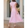 image:imageDokotoo Womens Summer Maxi Dress VNeck Cap Sleeve Ruched Empire Waist Cocktail Dress Wedding Guest DressesPink