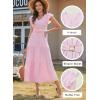 image:imageDokotoo Womens Summer Maxi Dress VNeck Cap Sleeve Ruched Empire Waist Cocktail Dress Wedding Guest DressesPink
