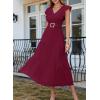 image:imageDokotoo Womens Summer Maxi Dress VNeck Cap Sleeve Ruched Empire Waist Cocktail Dress Wedding Guest DressesWine Red