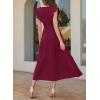 image:imageDokotoo Womens Summer Maxi Dress VNeck Cap Sleeve Ruched Empire Waist Cocktail Dress Wedding Guest DressesWine Red