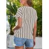image:imageDokotoo Womens Summer Short Batwing Sleeve Button Shirts Business Casual Striped Color Block V Neck Lightweight Tops BlousesApricot