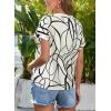 image:imageDokotoo Womens Summer Short Batwing Sleeve Button Shirts Business Casual Striped Color Block V Neck Lightweight Tops BlousesFloral White