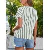 image:imageDokotoo Womens Summer Short Batwing Sleeve Button Shirts Business Casual Striped Color Block V Neck Lightweight Tops BlousesGreen