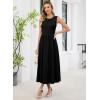image:imageDokotoo Womens Summer Sleeveless Maxi Dress 2026 Casual Crewneck Twist Knot Stretch a Line Cocktail Dress with PocketBlack