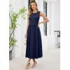image:imageDokotoo Womens Summer Sleeveless Maxi Dress 2026 Casual Crewneck Twist Knot Stretch a Line Cocktail Dress with PocketNavy Blue