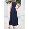 image:imageDokotoo Womens Summer Sleeveless Maxi Dress 2026 Casual Crewneck Twist Knot Stretch a Line Cocktail Dress with PocketNavy Blue