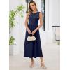 image:imageDokotoo Womens Summer Sleeveless Maxi Dress 2026 Casual Crewneck Twist Knot Stretch a Line Cocktail Dress with PocketNavy Blue