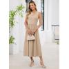 image:imageDokotoo Womens Summer Sleeveless Maxi Dress 2026 Casual Crewneck Twist Knot Stretch a Line Cocktail Dress with PocketParchment