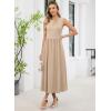 image:imageDokotoo Womens Summer Sleeveless Maxi Dress 2026 Casual Crewneck Twist Knot Stretch a Line Cocktail Dress with PocketParchment