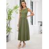 image:imageDokotoo Womens Summer Sleeveless Maxi Dress 2026 Casual Crewneck Twist Knot Stretch a Line Cocktail Dress with PocketVineyard Green
