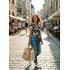 image:imageDokotoo Womens Summer Tops 2026 Boho Floral Ruffle Short Sleeve V Neck Dressy Casual Loose Blouses ShirtsFloral Black