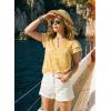 image:imageDokotoo Womens Summer Tops 2026 Boho Floral Ruffle Short Sleeve V Neck Dressy Casual Loose Blouses ShirtsFloral Yellow