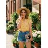 image:imageDokotoo Womens Summer Tops 2026 Boho Floral Ruffle Short Sleeve V Neck Dressy Casual Loose Blouses ShirtsFloral Yellow