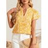 image:imageDokotoo Womens Summer Tops 2026 Boho Floral Ruffle Short Sleeve V Neck Dressy Casual Loose Blouses ShirtsFloral Yellow