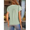 image:imageDokotoo Womens Summer Tops 2026 Boho Floral Ruffle Short Sleeve V Neck Dressy Casual Loose Blouses ShirtsSolid Green
