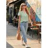 image:imageDokotoo Womens Summer Tops 2026 Boho Floral Ruffle Short Sleeve V Neck Dressy Casual Loose Blouses ShirtsSolid Green