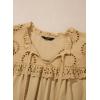 image:imageDokotoo Womens Summer Tops 2026 Boho Short Sleeve V Neck Lace Embroidered Tie Front Casual Loose Blouses ShirtsKhaki