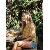 image:imageDokotoo Womens Summer Tops 2026 Boho Short Sleeve V Neck Lace Embroidered Tie Front Casual Loose Blouses ShirtsKhaki