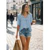 image:imageDokotoo Womens Summer Tops 2026 Boho Short Sleeve V Neck Lace Embroidered Tie Front Casual Loose Blouses ShirtsSky Blue