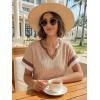 image:imageDokotoo Womens Summer Tops 2026 Colorblock V Neck Short Sleeve T Shirts Dressy Casual Clothes Vacation OutfitsBeige