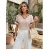 image:imageDokotoo Womens Summer Tops 2026 Colorblock V Neck Short Sleeve T Shirts Dressy Casual Clothes Vacation OutfitsBeige