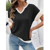 image:imageDokotoo Womens Summer Tops 2026 Colorblock V Neck Short Sleeve T Shirts Dressy Casual Clothes Vacation OutfitsBlack