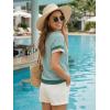 image:imageDokotoo Womens Summer Tops 2026 Colorblock V Neck Short Sleeve T Shirts Dressy Casual Clothes Vacation OutfitsGreen